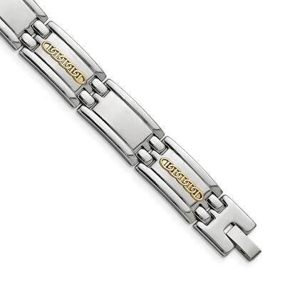 14K Accent Polished 8.75 Inch Link Bracelet Stainless Steel SRB2662-8.75, MPN: SRB2662-8.75, 191101…