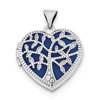 18mm Filigree Tree Heart Locket Sterling Silver Rhodium-plated QLS703, MPN: QLS703, 191101769696