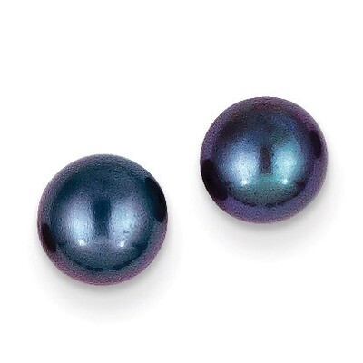 6-7mm Black Button Cultured Pearl Stud Earrings 14k Gold X60BB, MPN: X60BB, 815479016335