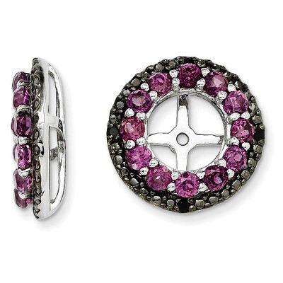 Rhodolite Garnet &amp; Black Sapphire Earring Jacket Sterling Silver Rhodium QJ125JUN, MPN: QJ125JUN, 1…