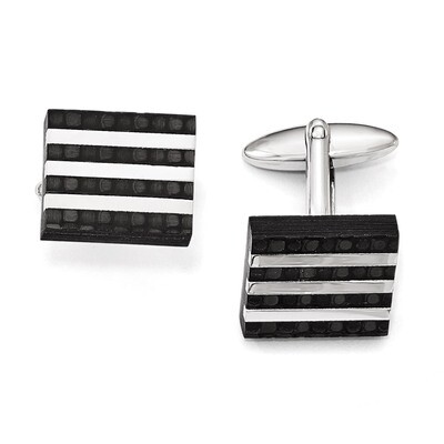 Polished and Brushed Carbon Fiber Cufflinks - Stainless Steel SRC303 by Chisel, MPN: SRC303, 886774…
