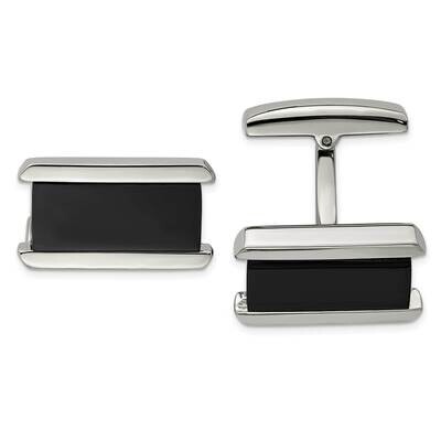 Black Ip-Plated Rectangle Cufflinks Stainless Steel Polished SRC343, MPN: SRC343, 886774622224