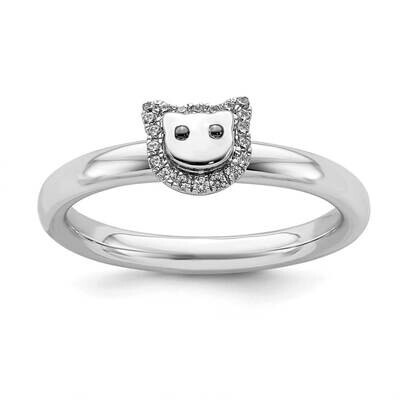 Cat Diamond Ring Sterling Silver QSK2171, MPN: QSK2171, 191101213540