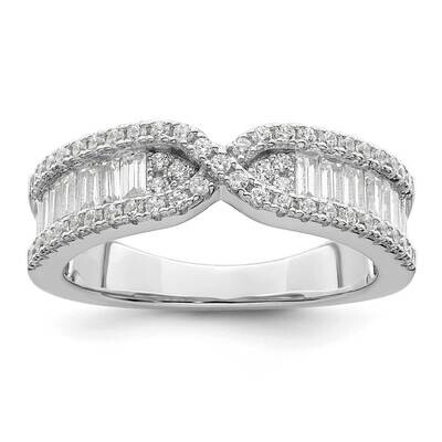 CZ Diamond Band Sterling Silver Rhodium-Plated QR7258-6, MPN: QR7258-6,