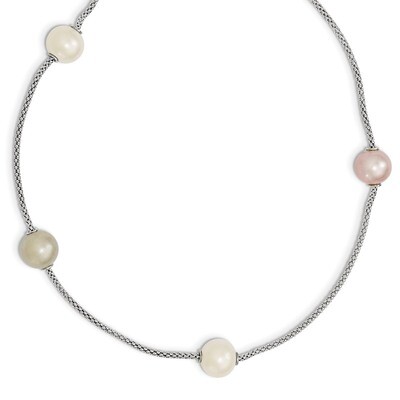 9-10mm Multi-color Cultured Pearl with 2 Inch Extender Necklace Sterling Silver QH4753-17, MPN: QH4…