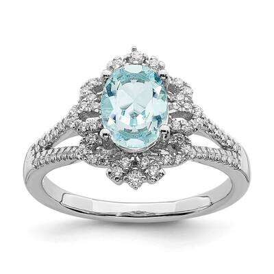 Aquamarine Vintage Diamond Halo Engagement Ring 14k White Gold RM6371E-AQ-027-WAA, MPN: RM6371E-AQ-…