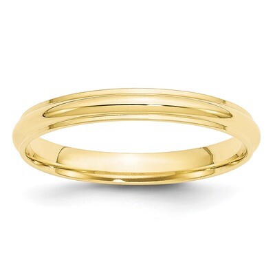 3mm Half Round with Edge Band 10k Yellow Gold 1HRE030 Engravable, MPN: 1HRE030, 886774451121
