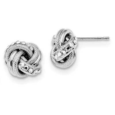 Swarovski Textured Polished Love Knot Earrings Sterling Silver Rhodium-plated QE13408, MPN: QE13408…