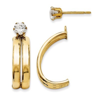 14K Yellow Gold Polished w/Cubic Zirconia Stud Earring Jackets  XY1227, MPN: XY1227, 716838263134