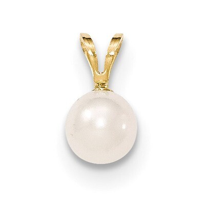 6-7mm White Saltwater Akoya Cultured Pearl Pendant 14k Gold XF487, MPN: XF487,