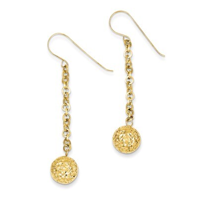 Hollow Bead Dangle Earrings 14k Gold Diamond-cut TL515, MPN: TL515, 883957006468