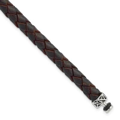 6mm Brown Gen. Leather 8in Bracelet/Bead not included, sold seperately Sterling Silver QRS4335BRN-8…