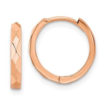 Polished Faceted 2x14mm Hinged Hoop Earrings 14k Rose Gold TM814R, MPN: TM814R, 191101801150