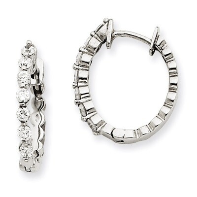 Diamond Hinged Hoop Earrings 14k White Gold XE1335AAA, MPN: XE1335AAA, 883957091082