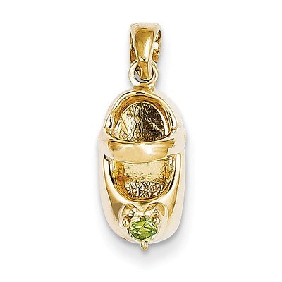 3-D August Synthetic Stone Engravable Baby Shoe Charm 14k Gold K4652AUG, MPN: K4652AUG, 637218167463
