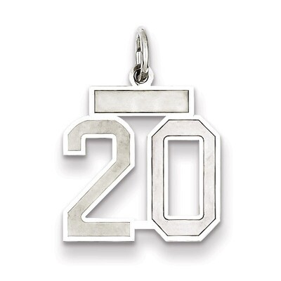 Charm Number 20 Satin Sterling Silver Small QPS20, MPN: QPS20, 191101282492