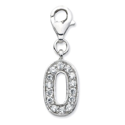 Numeral 0 Charm Sterling Silver Synthetic Diamond QCC105N0 by Amore La Vita, MPN: QCC105N0, 8839573…