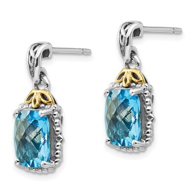 Blue Topaz Earrings Sterling Silver &amp; 14k Gold QTC766, MPN: QTC766, 883957368009