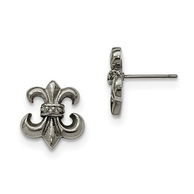 Fleur de Lis Post Earrings Stainless Steel Polished SRE947 by Chisel, MPN: SRE947, 886774670652