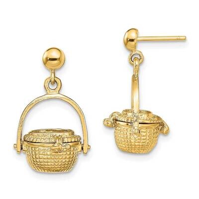 Nantucket Basket Dangle Earrings 14k Gold 3-D TE835, MPN: TE835, 637218068234