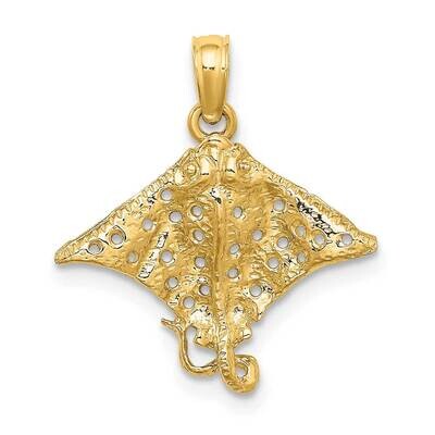 Spotted Eagle Ray with Holes Charm 14k Gold 2-D K7623, MPN: K7623, 637218011605