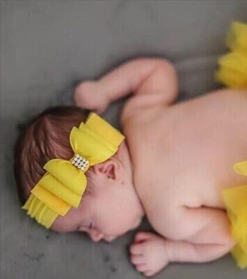 Baby Headband Yellow Big Bow Headband Yellow Baby Headband Newborn Headband Big Bow Headband Bow He…