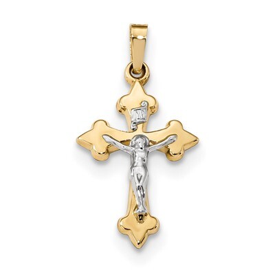 Polished Fleur de Lis INRI Crucifix Pendant 14k Two-Tone Gold XR1640, MPN: XR1640, 883957731476