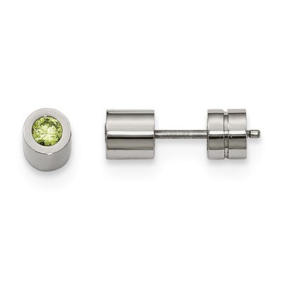 CZ May Birthstone Polished Post Earrings Stainless Steel SRE1001 by Chisel, MPN: SRE1001, 191101645…