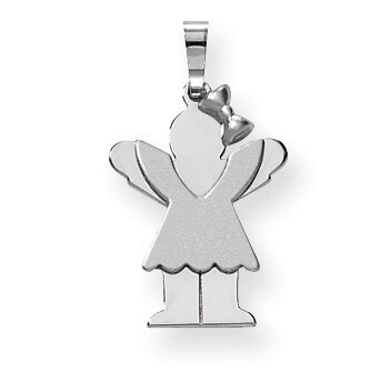 Small Girl with Bow on Right Engravable Charm 14k White Gold XK425, MPN: XK425, 883957859590