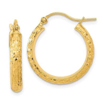 Textured Hoop Earrings 14k Gold Polished TC1033, MPN: TC1033, 883957982915