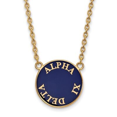 Alpha Xi Delta Small Enameled Pendant with 18 Inch Chain Gold-plated Silver GP013AXD-18, MPN: GP013…