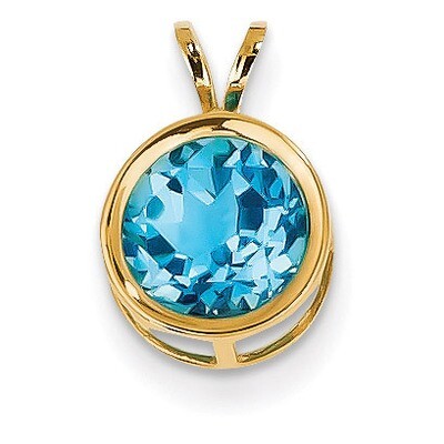 8mm Blue Topaz bezel pendant 14k Gold XP303BT, MPN: XP303BT, 883957233314