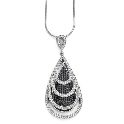 Teardrop Necklace Sterling Silver &amp; Cubic Zirconia QMP1257-18, MPN: QMP1257-18, 191101195471