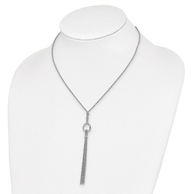 Leslie&#39;s Tassel w 1.5in ext Necklace Sterling Silver Rhodium-plated HB-QLF1035-15, MPN: QLF1035-15,…