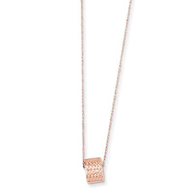 Rose Gold 8.5mm Diamond Cut Bead with 2in Ext Necklace 14K SF2063-16, MPN: SF2063-16, 191101071959