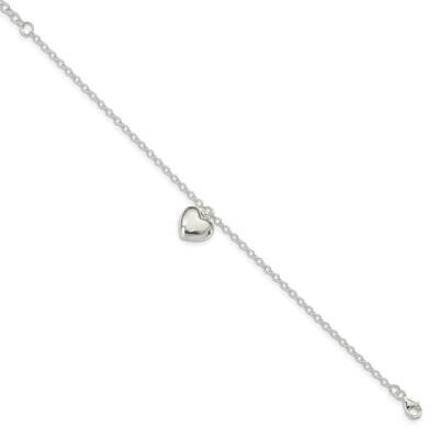 Puffed Heart with 1.5in ext Bracelet Sterling Silver QG5079-7.5, MPN: QG5079-7.5, 886774049892