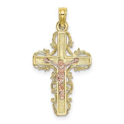 Lace Trim Crucifix Charm 10k Two-Tone Gold  10K9055, MPN: 10K9055, 63721818910