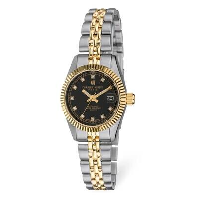Charles Hubert Ladies Two-Tone Black Dial Watch Stainless Steel XWA6363, MPN: XWA6363, 848870009729