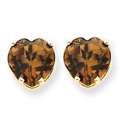 8mm Heart Smokey Quartz Earring 14k Gold XE100SQ, MPN: XE100SQ, 883957088877