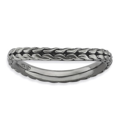 Black-plated Wave Ring - Sterling Silver Polished QSK833, MPN: QSK833, 886774226590