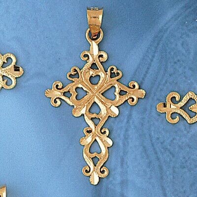 Dazzlers Jewelry Cross Pendant Necklace Charm Bracelet in Yellow, White or Rose Gold 7878, MPN: DZ-…