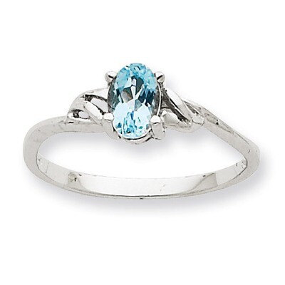 Polished Geniune Aquamarine Birthstone Ring 10k White Gold 10XBR144, MPN: 10XBR144, 883957216737