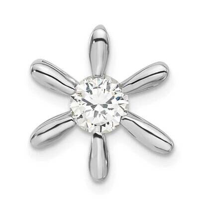 Sterling Silver Rhodium Plated CZ Flower Chain Slide Pendant SSCMEI18233