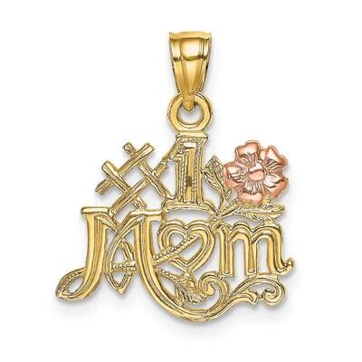 #1 Mom with Flower Charm 14k Two-tone Gold K9093, MPN: K9093, 637218032594