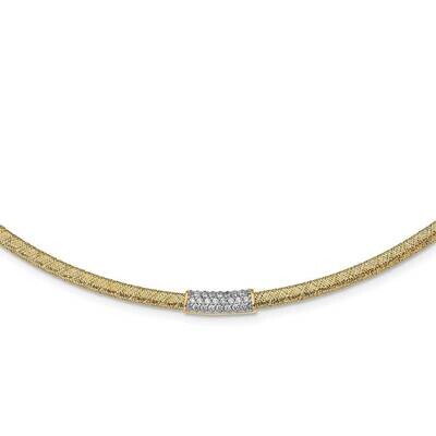 Stretch Mesh Necklace 14k Gold CZ Diamond SF2739-17.75, MPN: SF2739-17.75, 191101982507