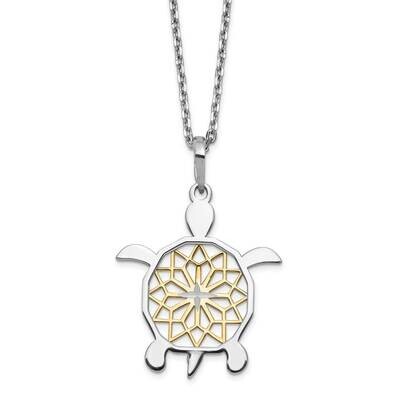 Diamond-cut Turtle with 2 inch Extender Necklace Sterling Silver Gold-tone QG5442-16, MPN: QG5442-1…