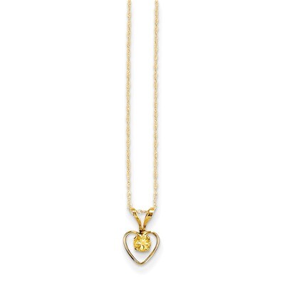 3mm Citrine Heart Birthstone Necklace 15 Inch - 14k Gold GK413-15 by Madi K, MPN: GK413-15, 8867743…