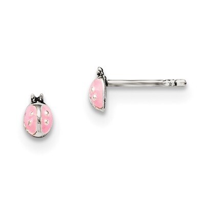 Pink Enamel Kid&#39;S Ladybug Post Earrings Sterling Silver QE11328, MPN: QE11328, 191101470554