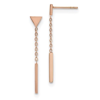 Rose IP-plated Dangle Bar Triangle Post Earrings Stainless Steel Polished SRE1215 by Chisel, MPN: S…