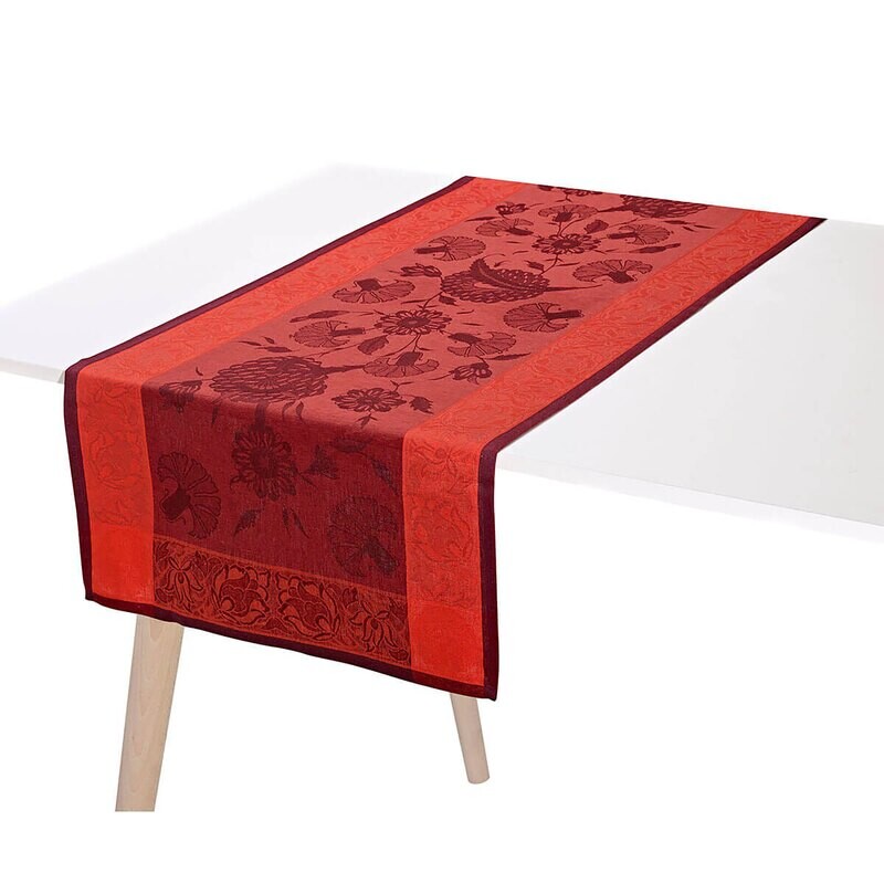 Le Jacquard Table Runner Ottomane Burgundy 55 x 150 100% Linen 26547, MPN: 26547, 3660269265472